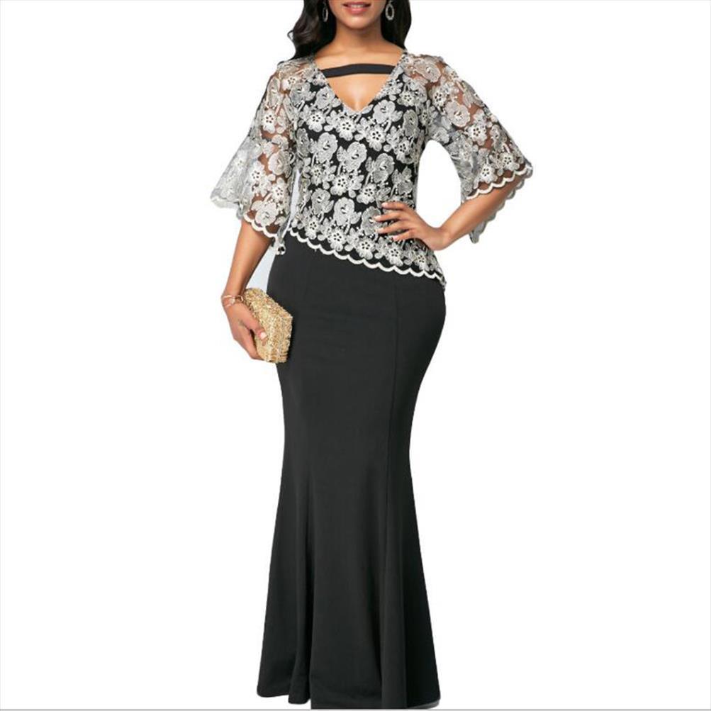 summer v neck banquet women dress embroidery floral lace long party vestidos plus size slim mermaid maxi dresses 5xl, Black;gray
summer v neck banquet women dress embroidery floral lace long party vestidos plus size slim mermaid maxi dresses 5xl, Black;gray