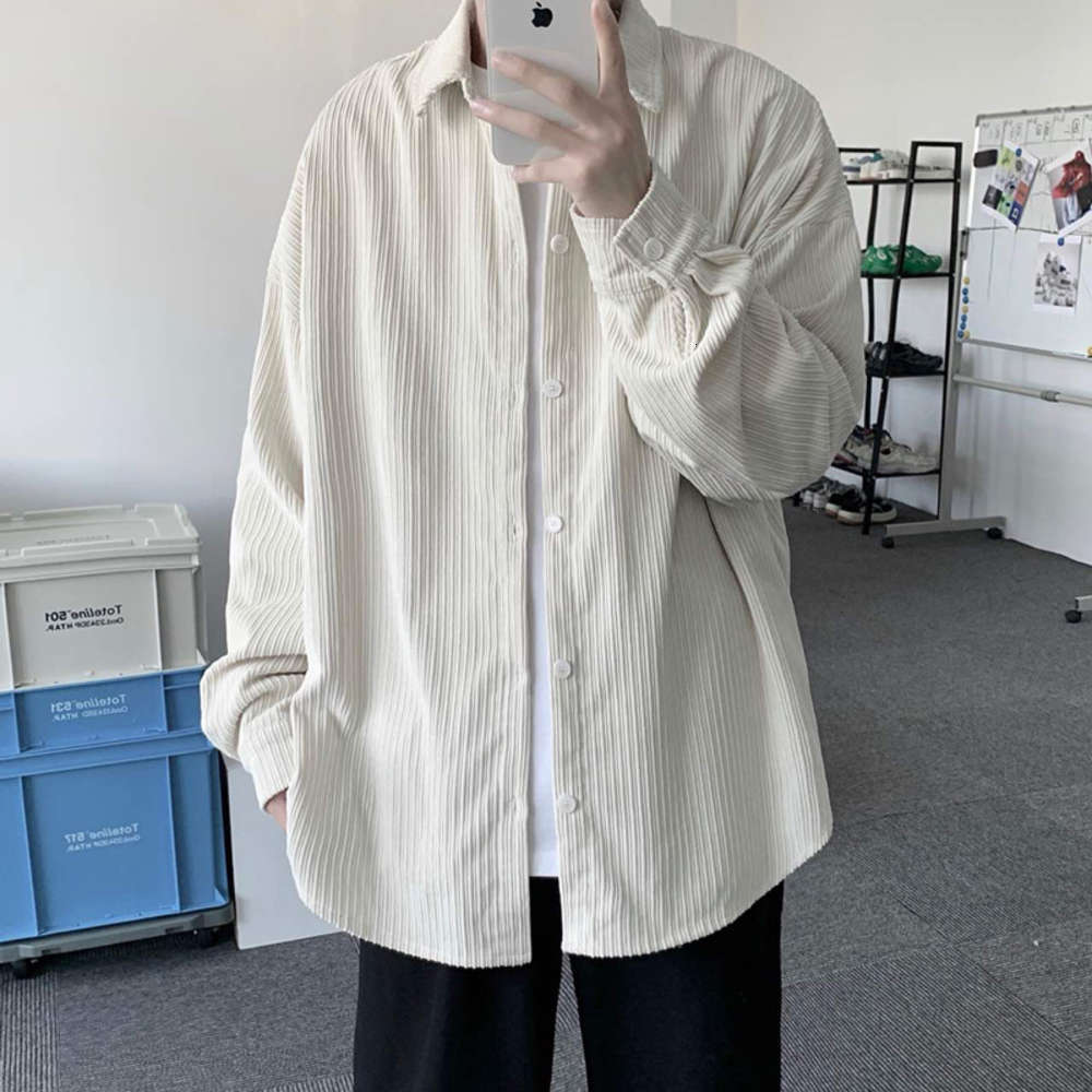 Corduroy Long Sleeve Men's autumn and winter solid color loose casual Shirt trend student jacket, White;black
Corduroy Long Sleeve Men's autumn and winter solid color loose casual Shirt trend student jacket, White;black