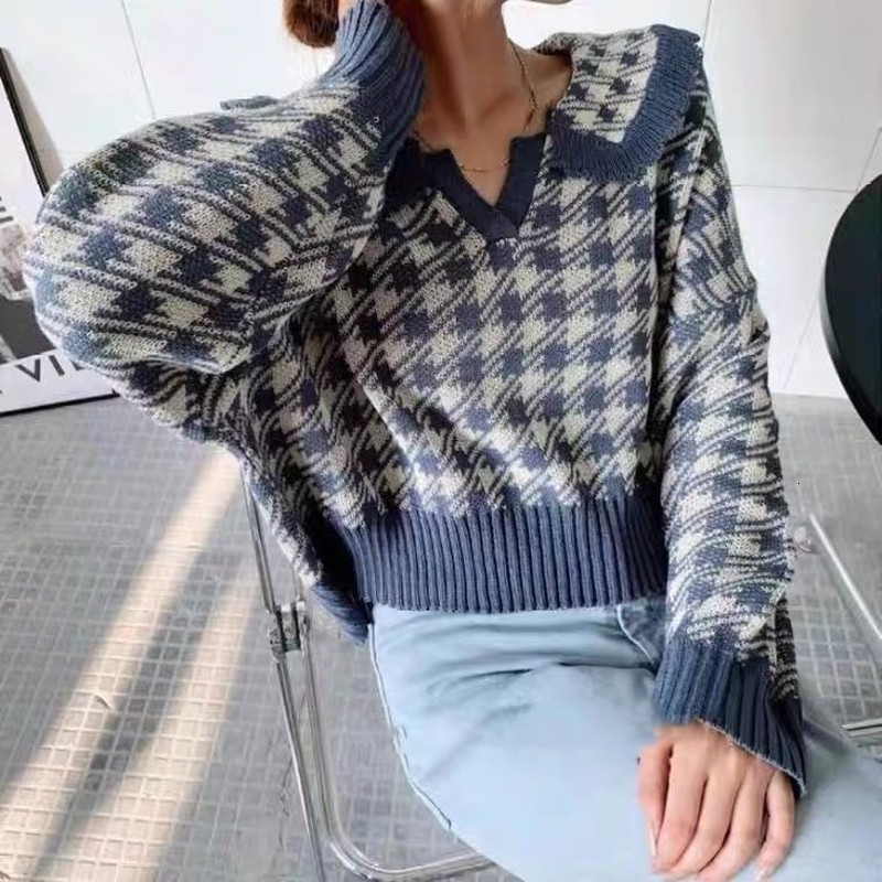 2021 New Kawaii Women's Woman's Plaid Knitted Sweater Vintage Shirt with Long Female Sleeve Outerwear Chic Tops Korean 7xhg, Blue
2021 New Kawaii Women's Woman's Plaid Knitted Sweater Vintage Shirt with Long Female Sleeve Outerwear Chic Tops Korean 7xhg, Blue