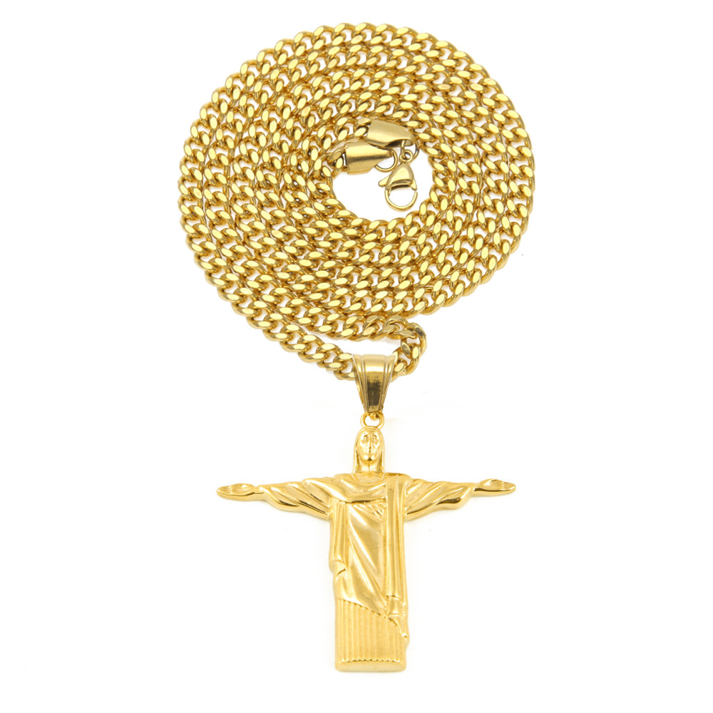 Mens Hip Hop Necklace Jewelry Fashion Stainless Steel JESUS Piece Pendant High Quality Gold Necklaces