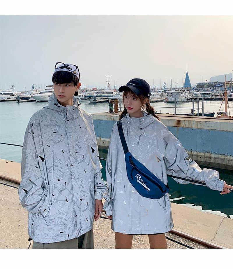 jackets men Full body reflective couples wear net red paragraph autumn and winter trend men's casual hoodies 210526