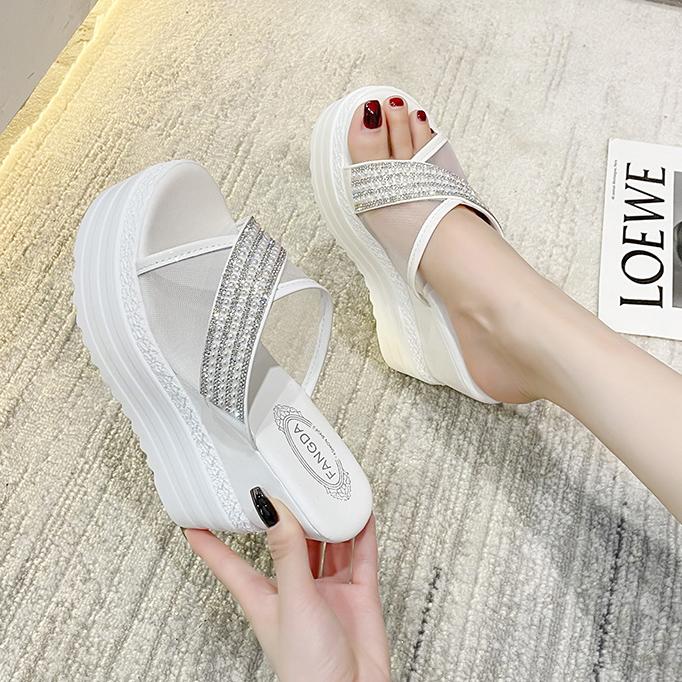 Slippers High Platform Women Cross Rhinestone Heels White Summer For Beach Slide, Black
Slippers High Platform Women Cross Rhinestone Heels White Summer For Beach Slide, Black
