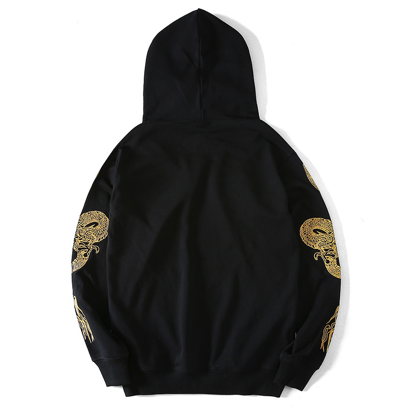 Autumn and winter new national tide Chinese style dragon embroidery loose cotton pullover hoodie men jacket tide Sweatshirt 201128