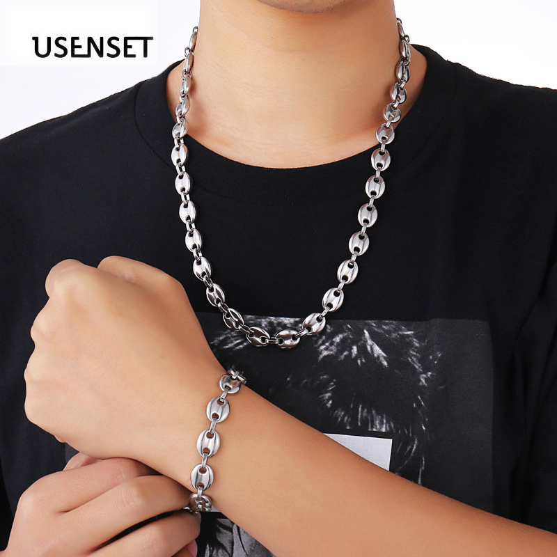 YUTONG 8MM 11MM 13MM Coffee Beans Chains Stainless Steel Necklaces Bracelets Set For Men Women Hiphop Statement Charm Necklace
YUTONG 8MM 11MM 13MM Coffee Beans Chains Stainless Steel Necklaces Bracelets Set For Men Women Hiphop Statement Charm Necklace