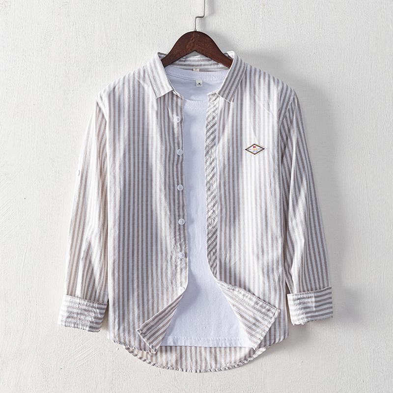 2021 Spring Arrival Long Sleeve Stripe Cotton of Comfortable Casual Make Shirts for Men Fashion Men's Shirt Mgx8, Khaki.
2021 Spring Arrival Long Sleeve Stripe Cotton of Comfortable Casual Make Shirts for Men Fashion Men's Shirt Mgx8, Khaki.