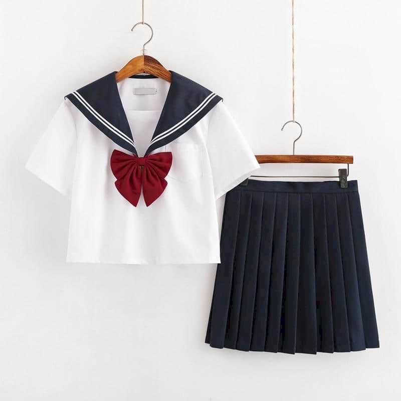 Sailor suit female Japanese jk uniform student jacket Korean style long and short skirt navy cute sleeve college school 210526