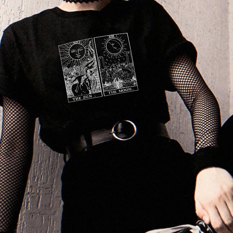 Women's T-Shirt The Soon & Moon Fashion Vintage Dark Pattern Printing Loose Street Style Punk Top Gothic Harajuku, White
Women's T-Shirt The Soon & Moon Fashion Vintage Dark Pattern Printing Loose Street Style Punk Top Gothic Harajuku, White