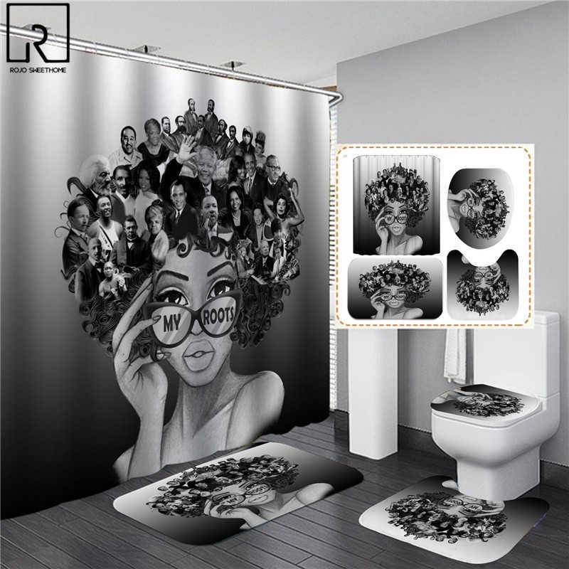 African American Black Women Print Shower Curtain Set Waterproof Bathroom Curtains Soft Anti-slip Bath Rugs Toilet Cover Carpets 210715
African American Black Women Print Shower Curtain Set Waterproof Bathroom Curtains Soft Anti-slip Bath Rugs Toilet Cover Carpets 210715