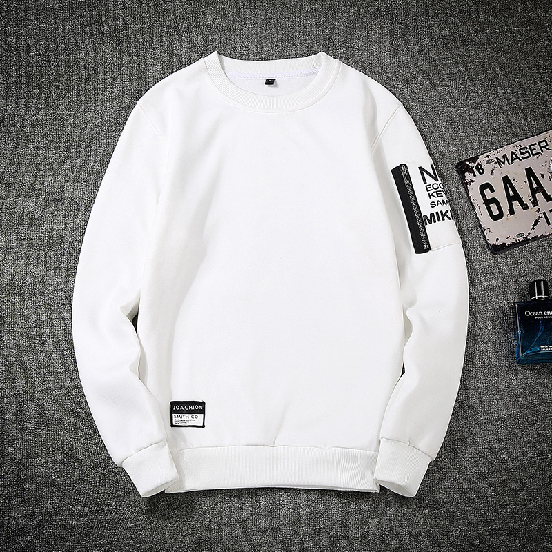 Mens Casual Sweatshirts Solid Color Letter Print O-Neck Men Pullovers Simple Streetwear Loose Autumn Man Clothing Hip-Hop 201127