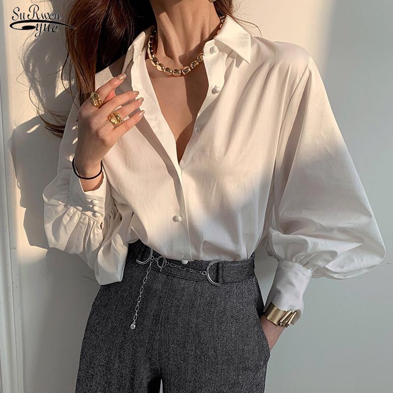 Women's Blouses & Shirts Fashion Women Blouse And Tops 2022 Spring Office Lady Solid Lantern Sleeve Cotton Turn Down Collar Female Clothing, White
Women's Blouses & Shirts Fashion Women Blouse And Tops 2022 Spring Office Lady Solid Lantern Sleeve Cotton Turn Down Collar Female Clothing, White