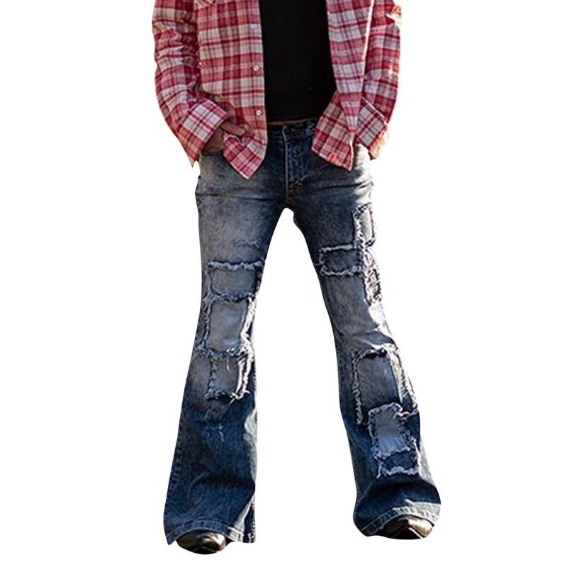 Men's Jeans Men Flared Baggy Bootcut Leg Pants Distressed Patchwork Designer Punk Stlye Bell Bottom Denim Trousers, E931727a
Men's Jeans Men Flared Baggy Bootcut Leg Pants Distressed Patchwork Designer Punk Stlye Bell Bottom Denim Trousers, E931727a