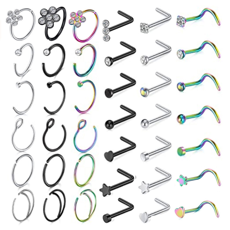 Stainles Steel Body Piercing Jewelry Colorful Nose Studs Rings Set for Women and Men
Stainles Steel Body Piercing Jewelry Colorful Nose Studs Rings Set for Women and Men