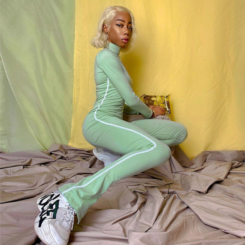 BOOFEENAA Active Wear Jumpsuits for Women Fall Winter Sexy One Piece Outfit Long Sleeve Romper Bodycon Tracksuit C16-CI29 201007