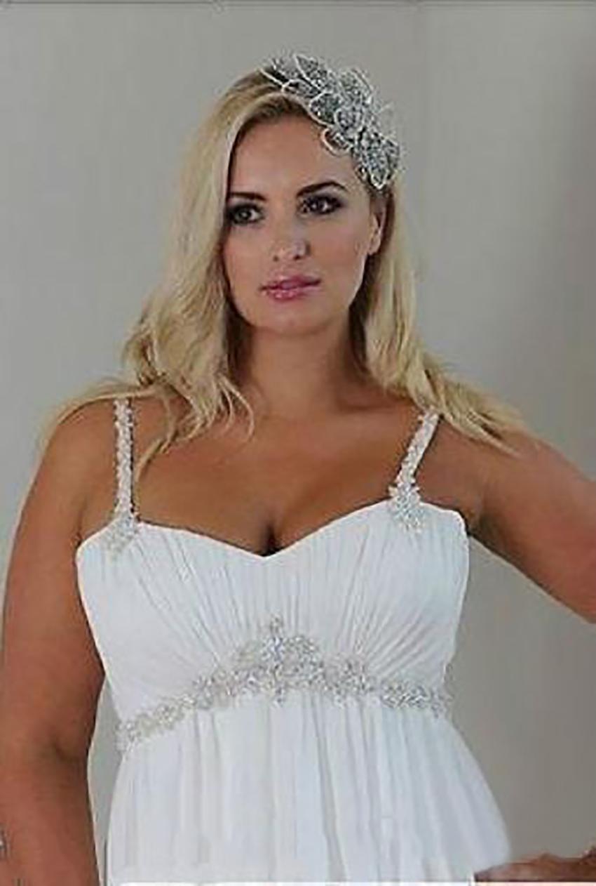Chiffon Plus Size Weddding Dress 2025 Bohemian Sexy Spaghetti Straps Beaded Floor Length Country Boho Wedding Dress Corset Lace Up Beach Bridal Gowns 