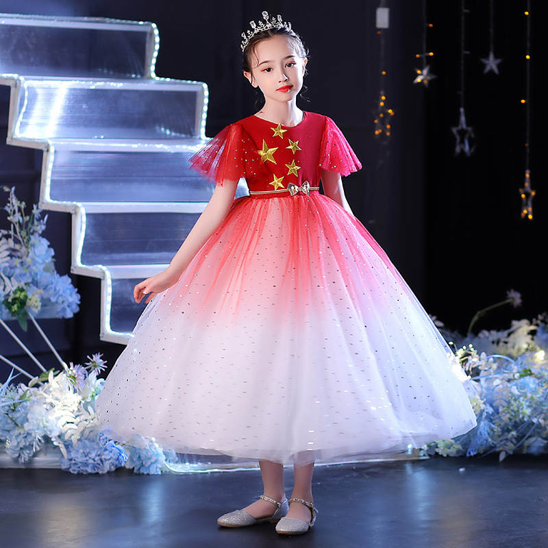 2021 Cute Flower Girl Dresses white red Appliqued Beaded Feather Girl Pageant Gown Cascading Ruffle Sweep Train Custom Made Birthday Gowns