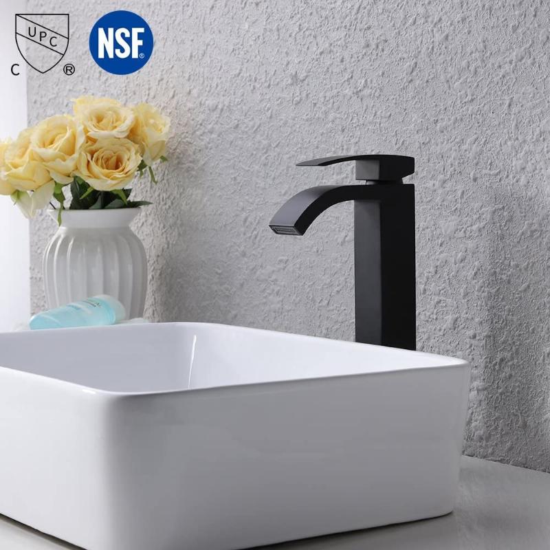Bathroom Sink Faucet Single Handle Waterfall Spout for Vessel Brass Bowl Sink Faucet Countertop Tall Matte Black
Bathroom Sink Faucet Single Handle Waterfall Spout for Vessel Brass Bowl Sink Faucet Countertop Tall Matte Black