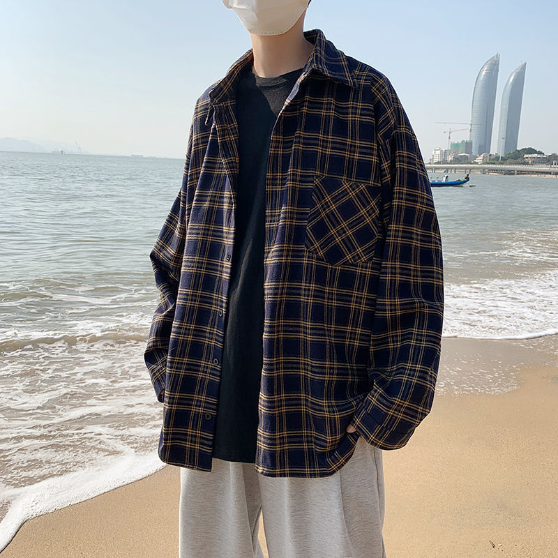 2021 New Spring Cotton Plaid Men's Fashion Retro Casual Men Streetwear Korean Loose Long Sleeve Shirts Mens Shirt -2xl Yy27, Huang ge
2021 New Spring Cotton Plaid Men's Fashion Retro Casual Men Streetwear Korean Loose Long Sleeve Shirts Mens Shirt -2xl Yy27, Huang ge