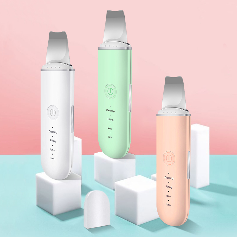 Ultrasonic Skin Scrubber Blackhead Remover Face Scrubber Cleanser Facial Pore Cleaner Face Lifting USB Face Skin Scraper Peeling 210304