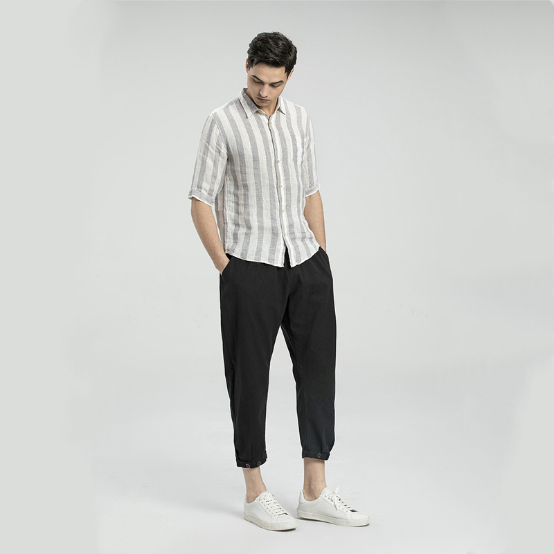 Summer Linen Shirts Popular New Striped Short-sleeved Shirts for Men Who Refuse Lapel Shirts Mens Short-sleeved Casual Tops, White;black
Summer Linen Shirts Popular New Striped Short-sleeved Shirts for Men Who Refuse Lapel Shirts Mens Short-sleeved Casual Tops, White;black