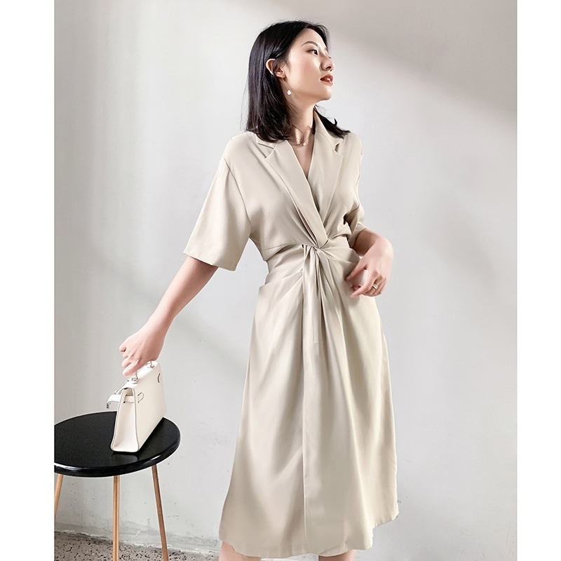 Elegant Office Lady Dress Twist Waist Women Notched Neck Midi A-Line Party Dresses Casual Work Vestidos 210608, Beige
Elegant Office Lady Dress Twist Waist Women Notched Neck Midi A-Line Party Dresses Casual Work Vestidos 210608, Beige