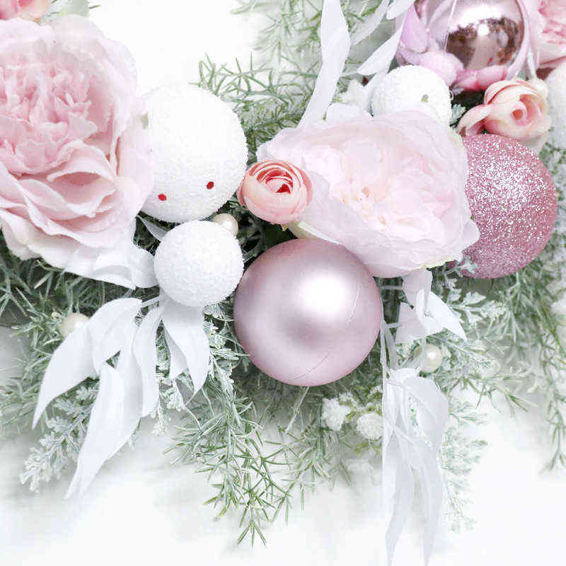 Christmas Wreath - Pink Xmas Ball Theme Wedding/Home/Door/Window/Wall Decor, 2024