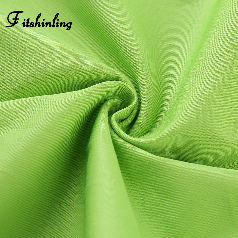 Fitshinling Fluorescence neon green jumpsuits women summer chain cargo playsuit fashion slim cotton buckle long jumpsuit female Y200904