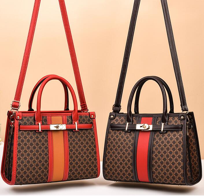 Wholesale factory ladies shoulder bags elegant atmospheric stripes Tote bag horizontal large capacity leather handbag printed leathers backpack