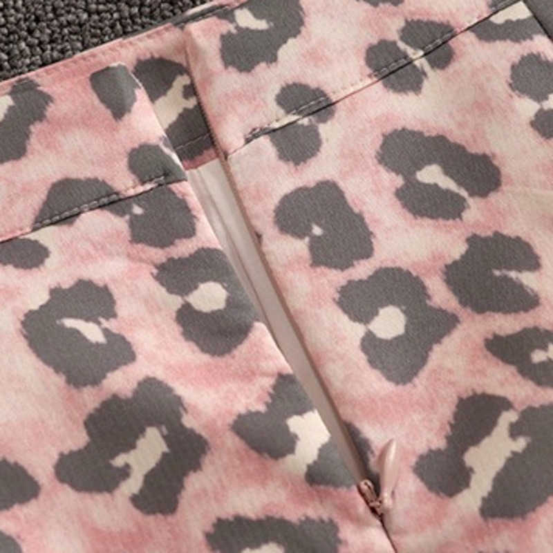 DEAT Women Lapel Asymmetarical Shirt Leopard Skirt Short Two Piece Set Temperamnet Fashion Spring Summer 11D777 210709