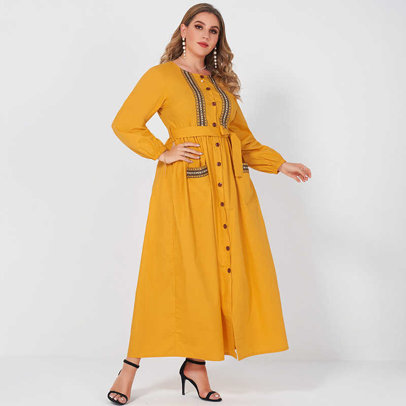 Fashion Antique Yellow Ribbon Ethnic Embroidery Stitching Waist Long Section of Large Size Women Waistband Holiday Dress 210630