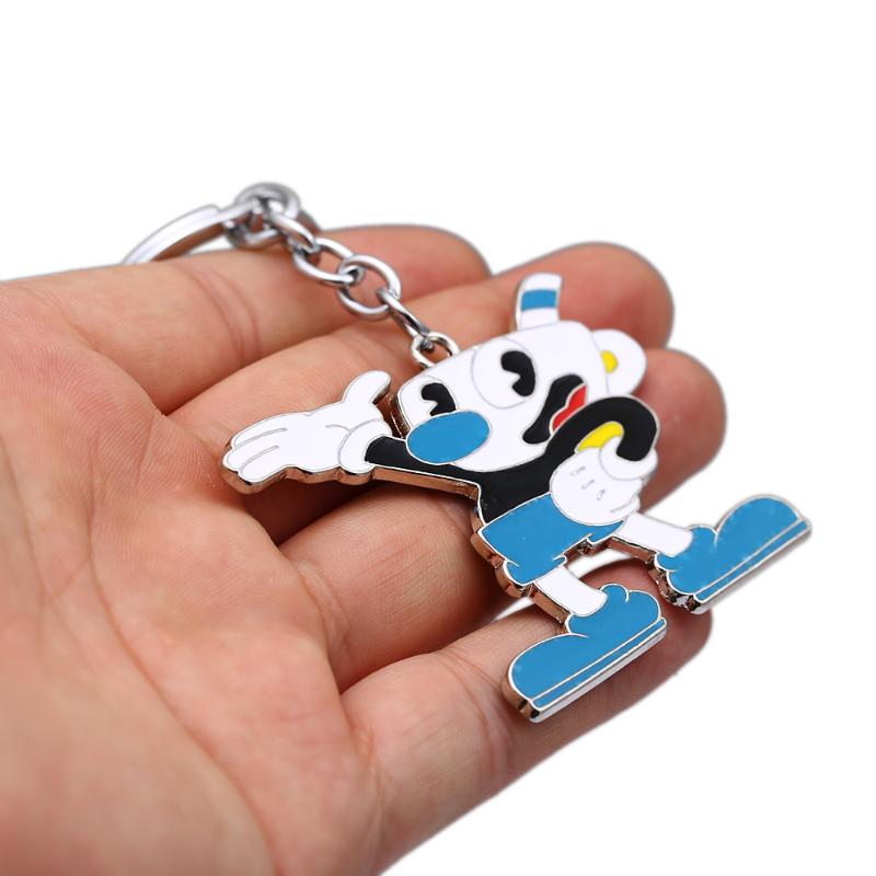 Keychains HSIC 2 Styles Cuphead Keychain Metal Cup Head Key Ring Car Holder Anime Figure Chains For Men Women Llavero HC12779