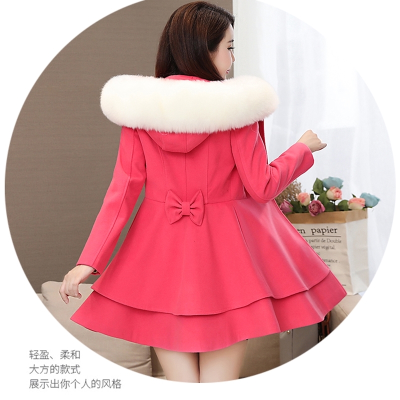 Winter Woolen Coat Women New Fashion Big Fur Collar Woolen Coat Female Windbreaker Plus Size 3XL Female Basic Coat W520 T190903