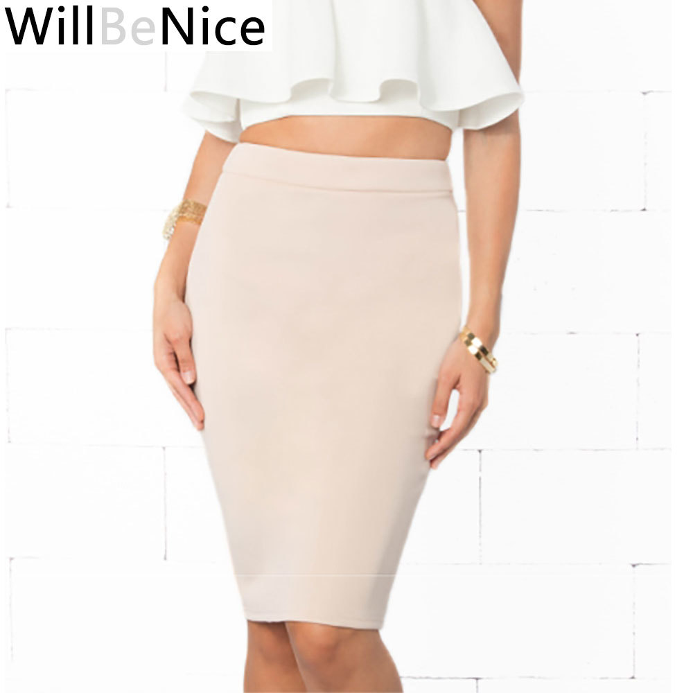 Willbenice Sexy Bandage Nude Purple White Bodycon Bandage Womens Knee Length Pink Fuchia Black Pencil Skirts 210306