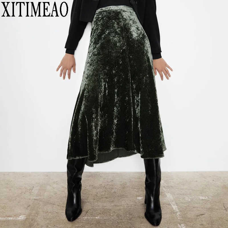 ZA Women Autumn Winter High Waisted Skinny Female Velvet Skirt Elegant A-line Waist 210604, Army green
ZA Women Autumn Winter High Waisted Skinny Female Velvet Skirt Elegant A-line Waist 210604, Army green