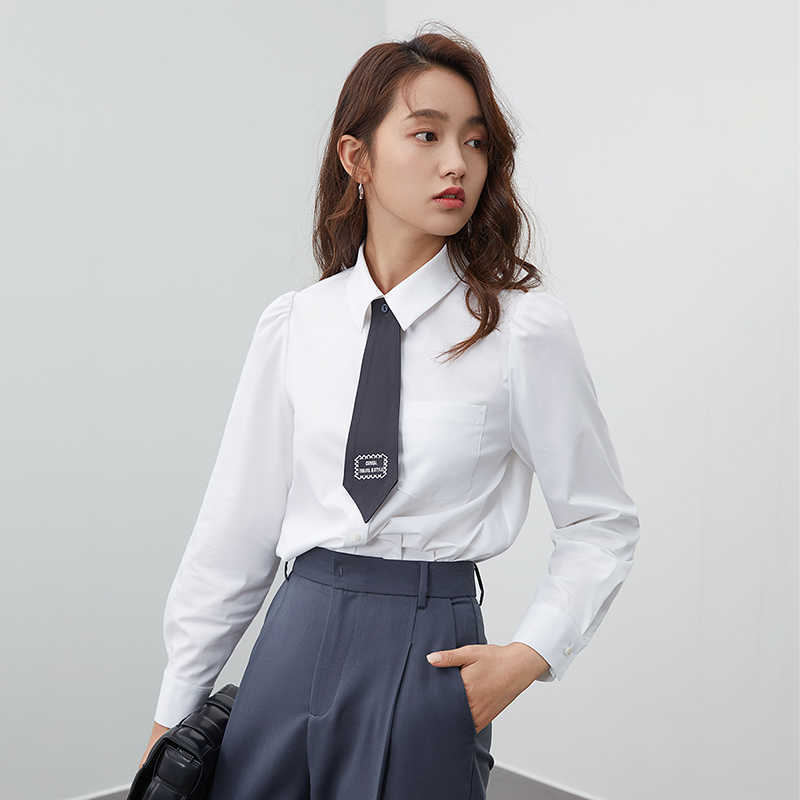 FANSILANEN College Style Shirt Women's Spring cContrast Embroidery Tie Simple All-match Blouse 210607, White
FANSILANEN College Style Shirt Women's Spring cContrast Embroidery Tie Simple All-match Blouse 210607, White