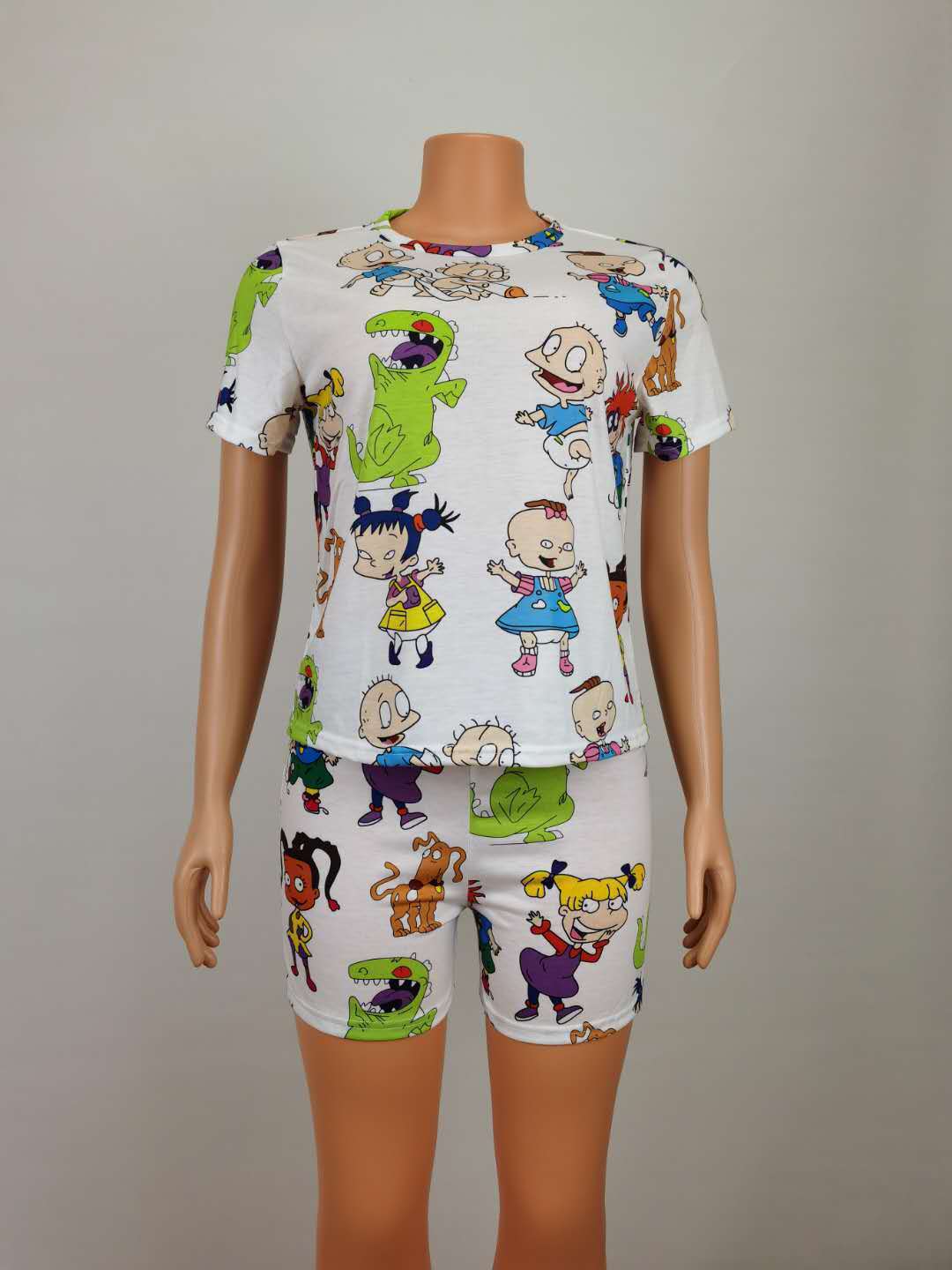 Designer 2021 tracksuits women recommended cartoon printing leisure home two-piece 2 piece set Girl Printed Top sportwear woman summer dresses