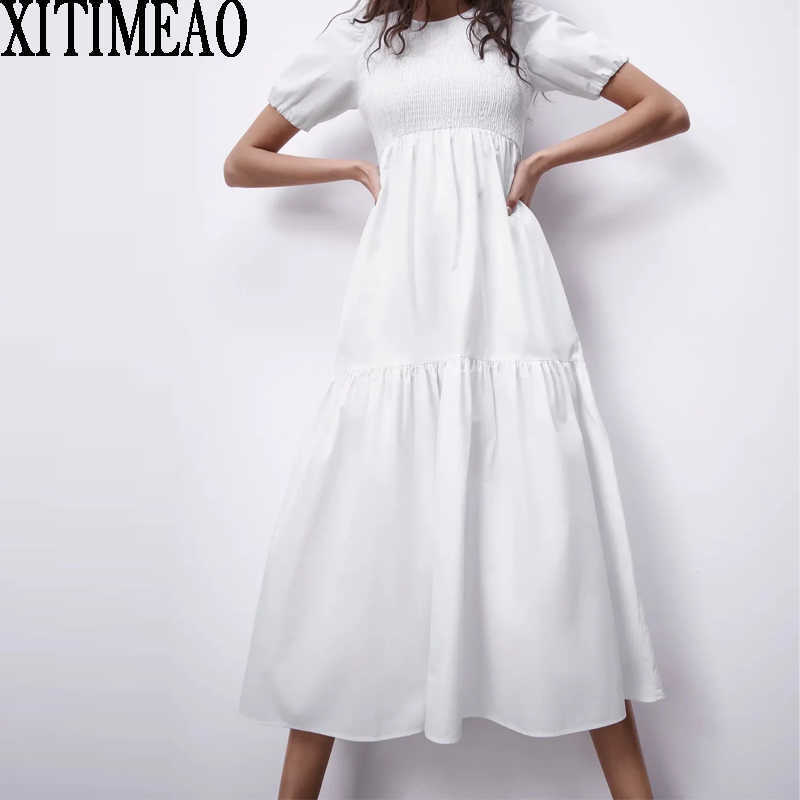 ZA Women White Dress Short Sleeve O Neck Tightness High Waist Skirt Female Holiday Swing Long XITIMEAO 210604
ZA Women White Dress Short Sleeve O Neck Tightness High Waist Skirt Female Holiday Swing Long XITIMEAO 210604