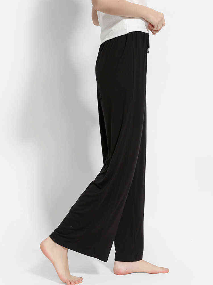 High Waist Drape Modal Loose Large Size Thin Wide-leg Pant's Summer All-match Trousers Casual Straight-leg 211124