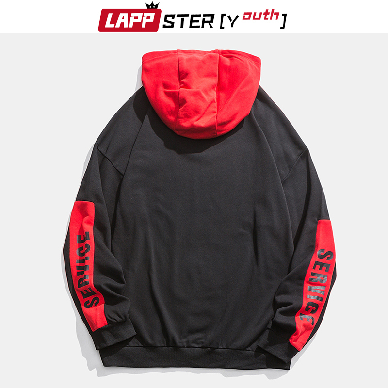 LAPPSTER-Youth Red Spring Harajuku Hoodies Pullovers Men Oversized Korean Sweatshirt Streetwear Hip Hop Hooded Hoodies 201127