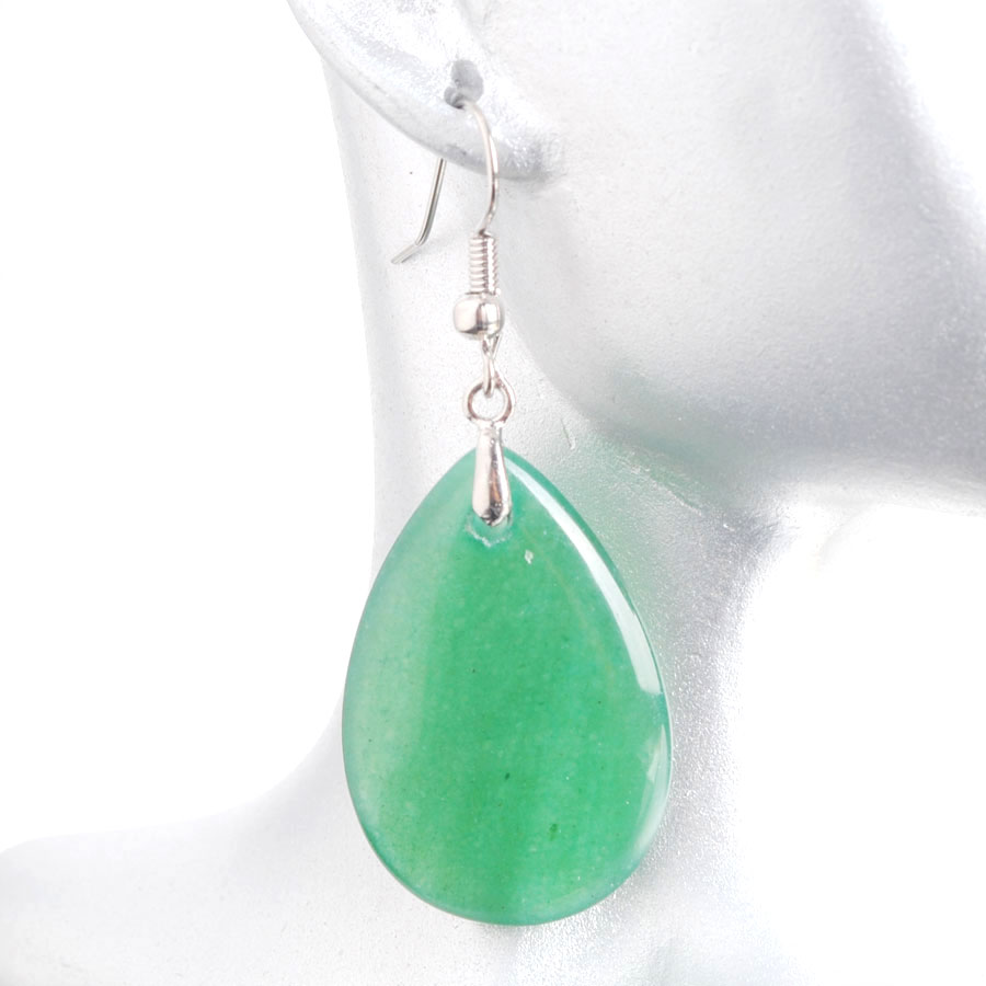 WOJIAER Indian Tribal Natural Stone Dangle Hook Earrings Water Drop Earring For Women Crystal Quartz Gift Jewelry BV911