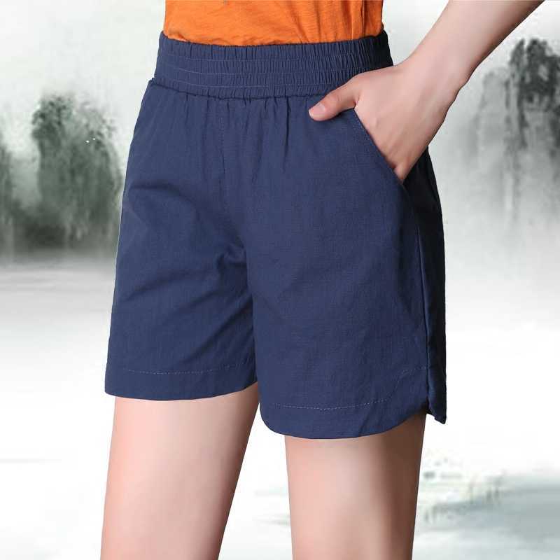 Shorts casual fashion simple 6-color cotton linen women shorts chic high waist summer street 210714