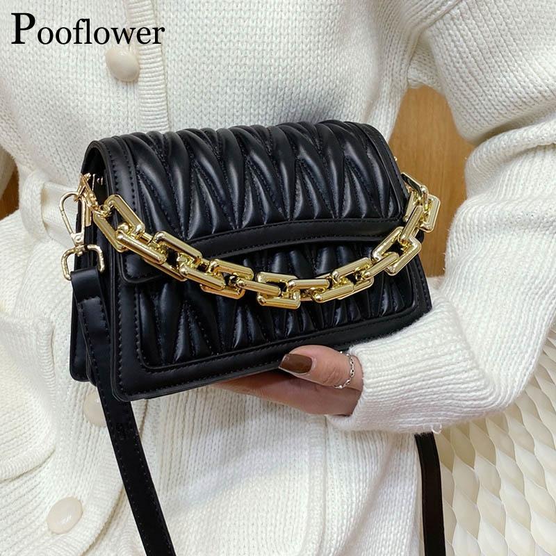 Pooflower Vintage Ruched Purse Gold Chain PU Leather Soft Hand Bag for Women 2021 Shoulder Bag Solid Color Crossbody ZH382, Black
Pooflower Vintage Ruched Purse Gold Chain PU Leather Soft Hand Bag for Women 2021 Shoulder Bag Solid Color Crossbody ZH382, Black