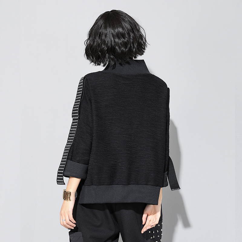 Print Letter Pattern Sweatshirt Women Hoodies Korean Fashion Pullover Patchwork Ribbon Loose Casual Clothes Autumn Winter 201102