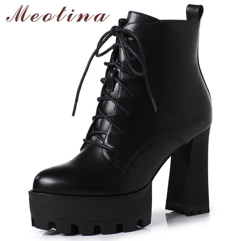 Meotina Autumn Ankle Boots Women Natural Genuine Leather Platform Thick Heel Short Boots Zip Extreme High Heel Shoes Lady Winter 210608, Black synthetic lini
Meotina Autumn Ankle Boots Women Natural Genuine Leather Platform Thick Heel Short Boots Zip Extreme High Heel Shoes Lady Winter 210608, Black synthetic lini
