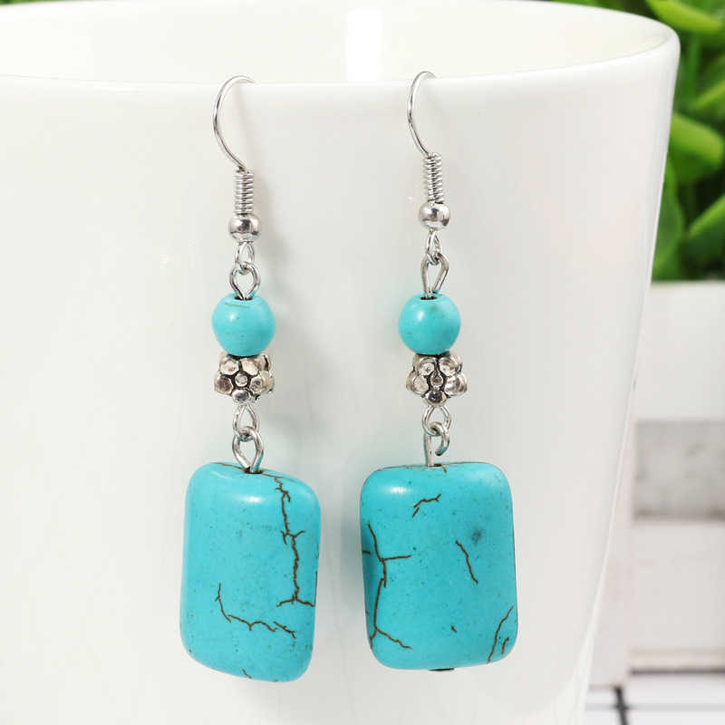 women's Square Roundball Tibetan silver turquoise Charm earrings DYMTQE052 fashion gift national style women DIY earring 
women's Square Roundball Tibetan silver turquoise Charm earrings DYMTQE052 fashion gift national style women DIY earring