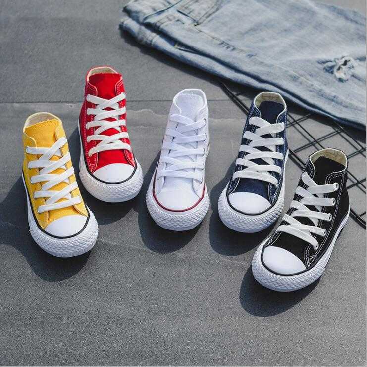 Children Casual Shoes Unisex 2020 Classic High Top Girls Canvas Shoes Student Lace up Sneakers for Kids Boys New Toddler Shoes P0830