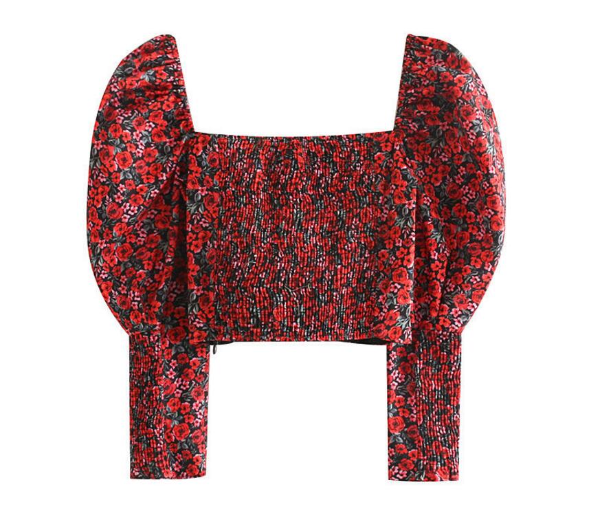 New Spring Red Floral Print Elastic Ruched High Waist Shirt Sexy Women Square Collar Long Puff Sleeve Pullover Blouse Tops, White
New Spring Red Floral Print Elastic Ruched High Waist Shirt Sexy Women Square Collar Long Puff Sleeve Pullover Blouse Tops, White