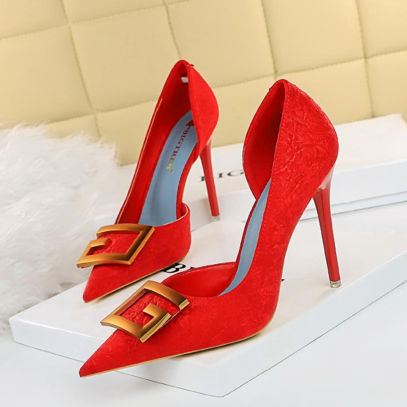 Dress Shoes Bigtree Wedding Women Pumps Metal Belt Buckle Shallow Sexy Party Pointed Toe High Heels Suede Lady Plus 43, Black
Dress Shoes Bigtree Wedding Women Pumps Metal Belt Buckle Shallow Sexy Party Pointed Toe High Heels Suede Lady Plus 43, Black