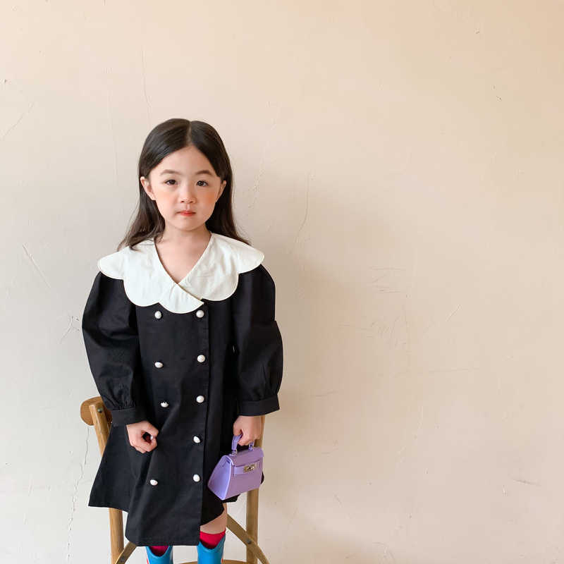 Korean style spring girls chic turn-down collar loose dress kids girl double-breasted long sleeve cute party dresses 210615, Black
Korean style spring girls chic turn-down collar loose dress kids girl double-breasted long sleeve cute party dresses 210615, Black