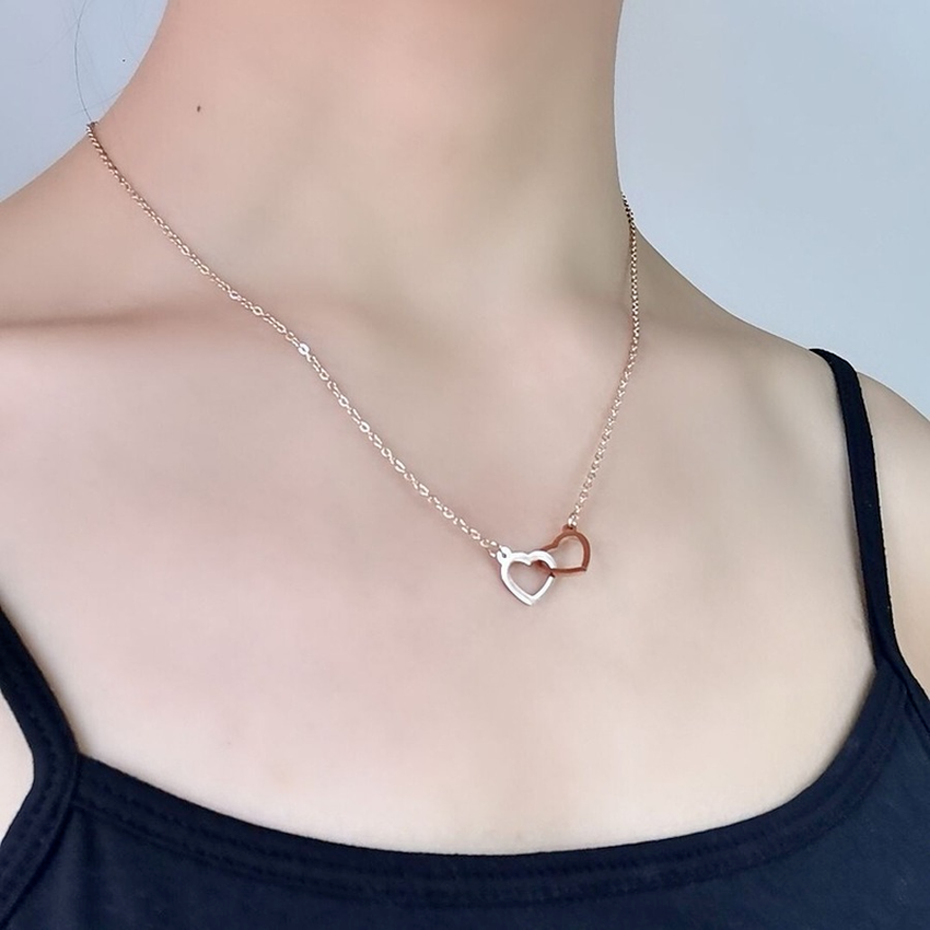 Couple Heart Necklace pendant Silver Gold Chains Stainless Steel Necklaces for Women Fashion Jewelry Will and Sandy