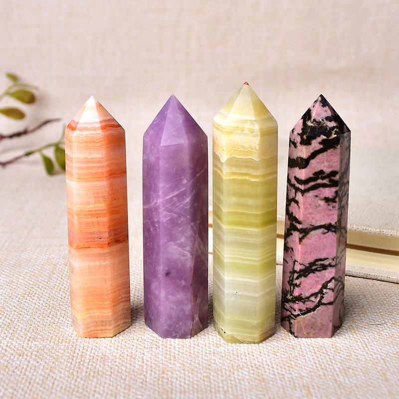 24 Color Natural Stones Crystal Point Tower Amethyst Rose Quartz Healing Stone Energy Ore Mineral Reiki Obelisk Home Decoration
